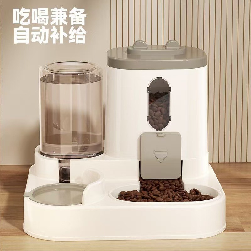 新款自动猫咪喂食器狗碗宠物碗猫盆二合一饮水机猫碗宠物用品跨境