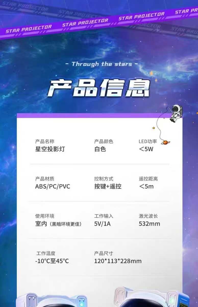 跨界爆款氛围灯USB站姿宇航员星空投影灯儿童房装饰多功能小夜灯