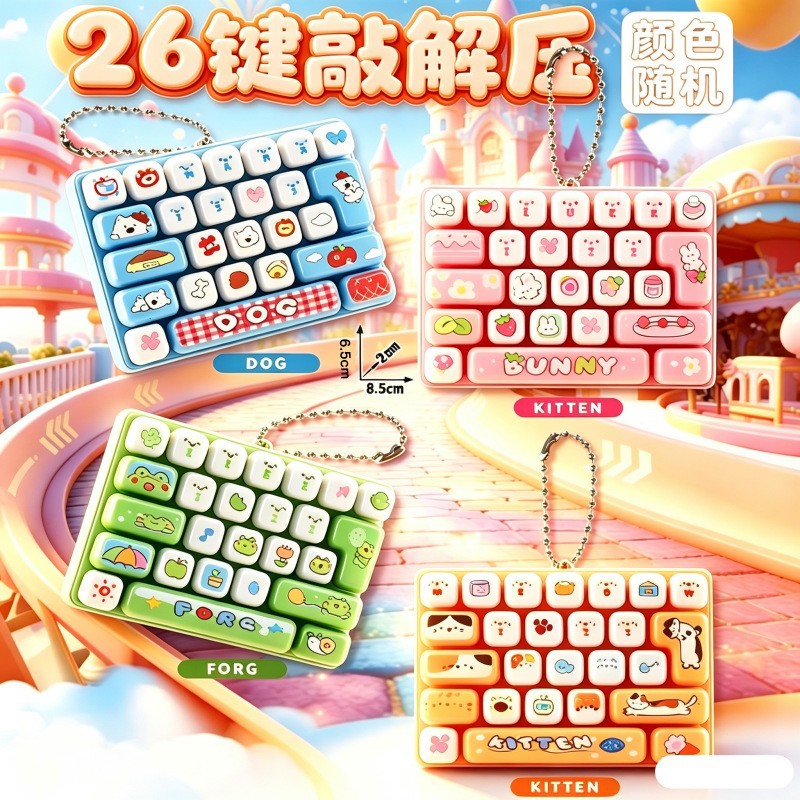解压26键动物迷你键盘指尖按压创意钥匙扣益智儿童学生随身小挂件