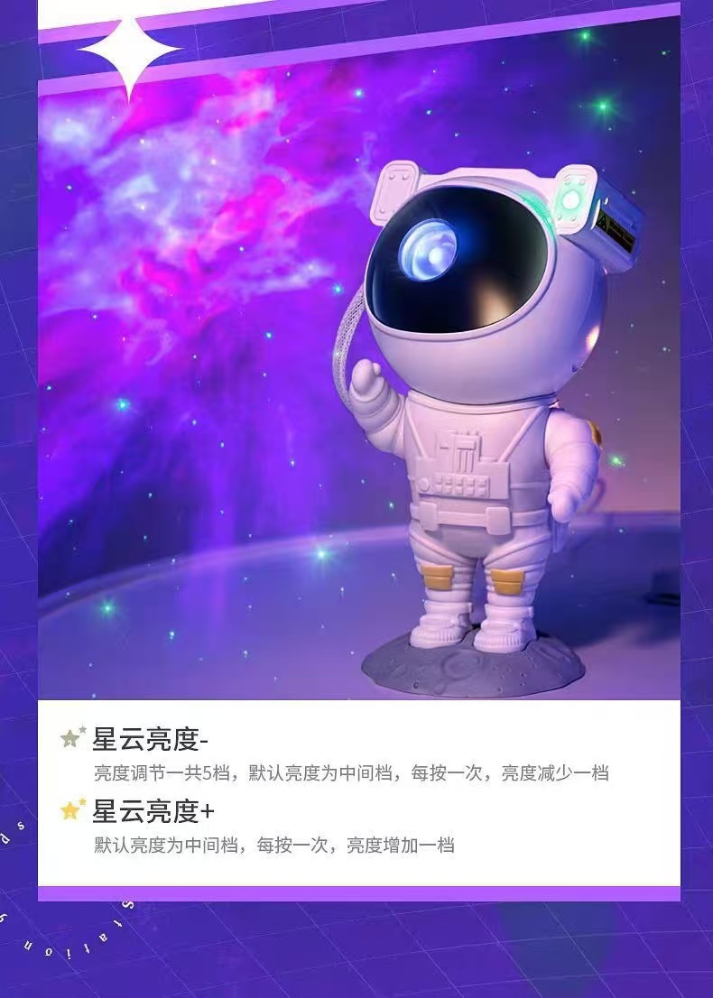 跨界爆款氛围灯USB站姿宇航员星空投影灯儿童房装饰多功能小夜灯