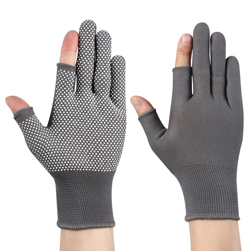 Beaded Gloves [Grey Half Finger] Pair
