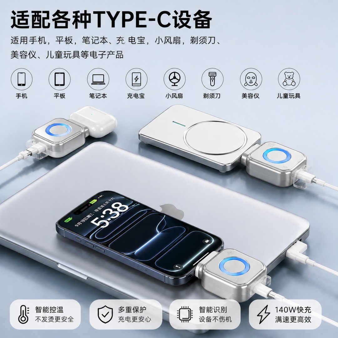手机充电器智能满电分离器跨境爆款AI识别自动拔出适用苹果华为