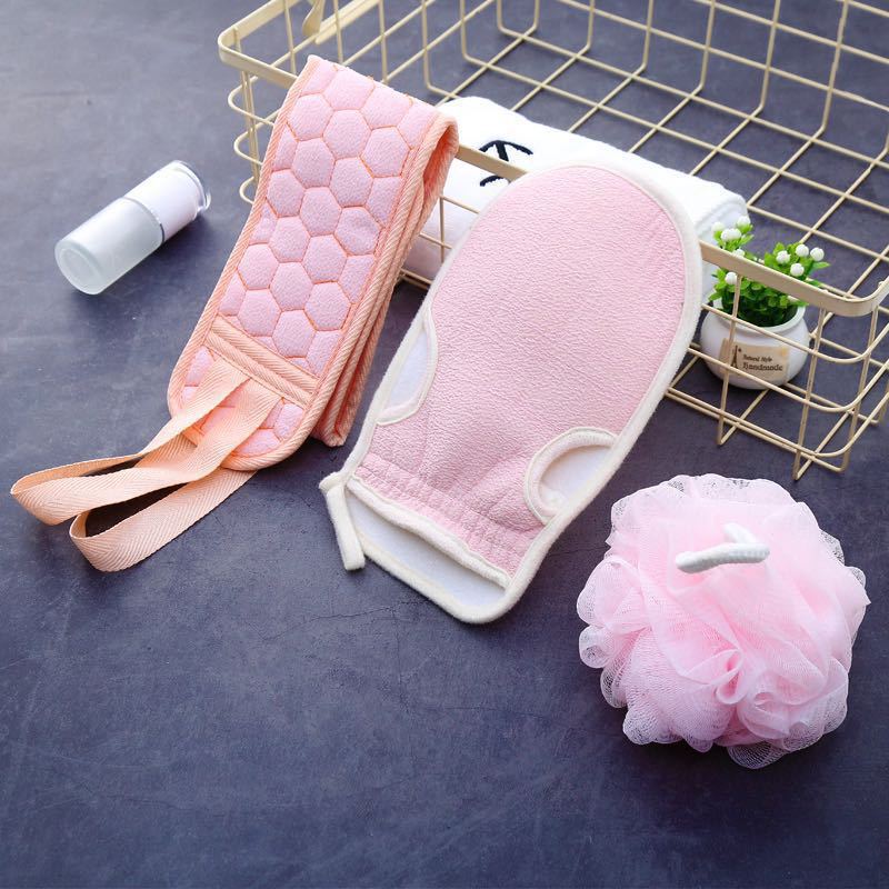 Bath towel bath artifact bath ball pull back strip three-piece set thick mud removing combination set long scrub back towel