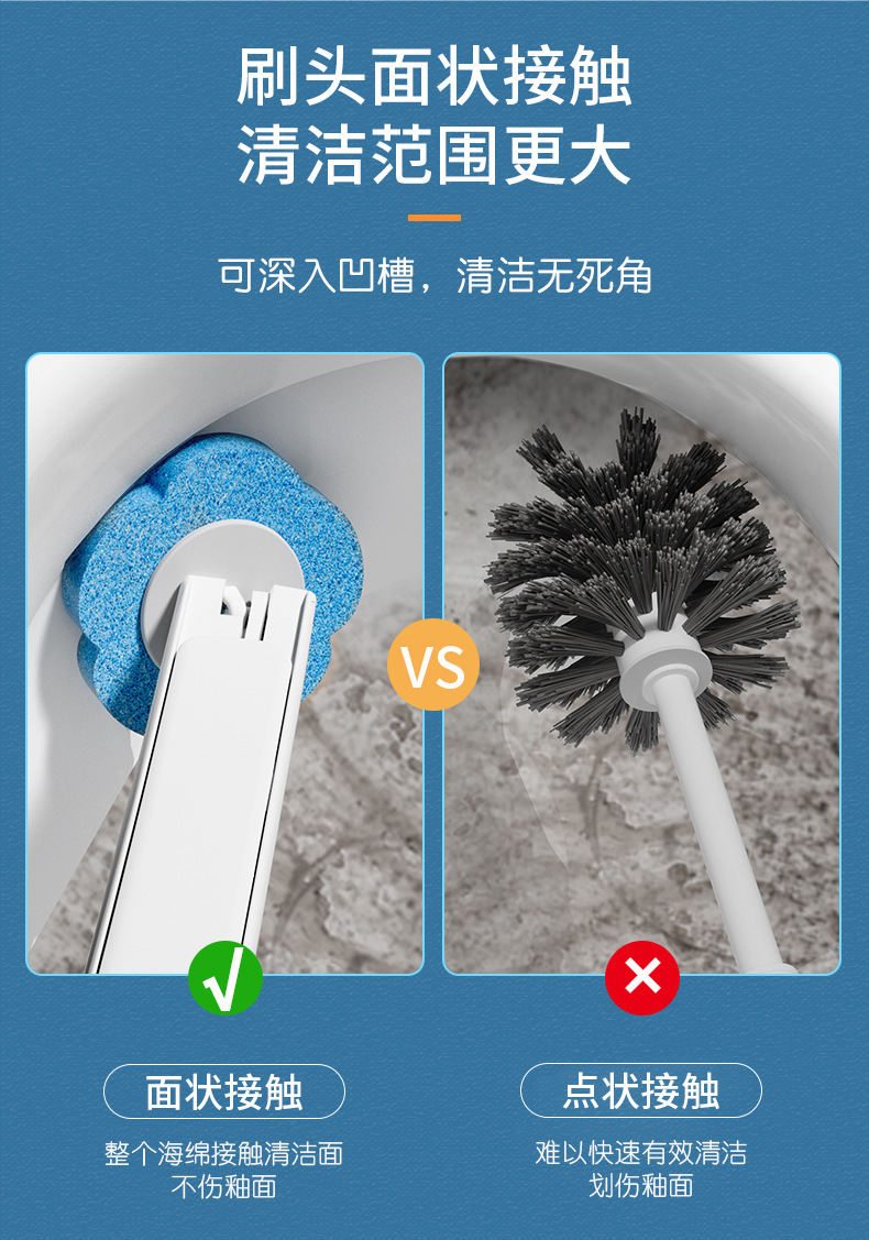 一次性马桶刷海绵替换头厕所清洁刷套装无死角去污家用可抛马桶刷