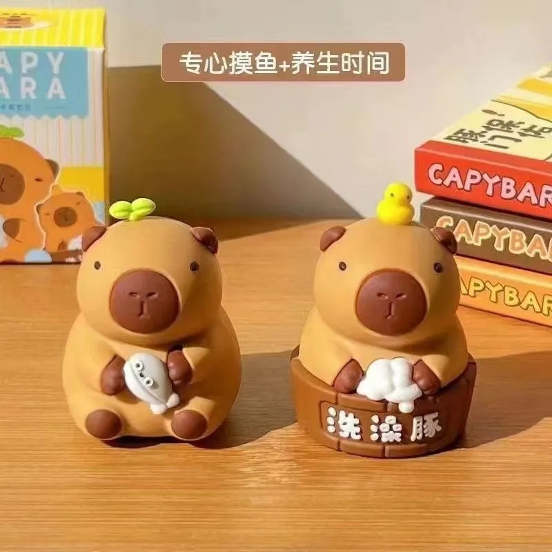 豚鼠卡皮巴拉 立体摆件水豚办公室迷你装饰品 桌面工位解压送女生