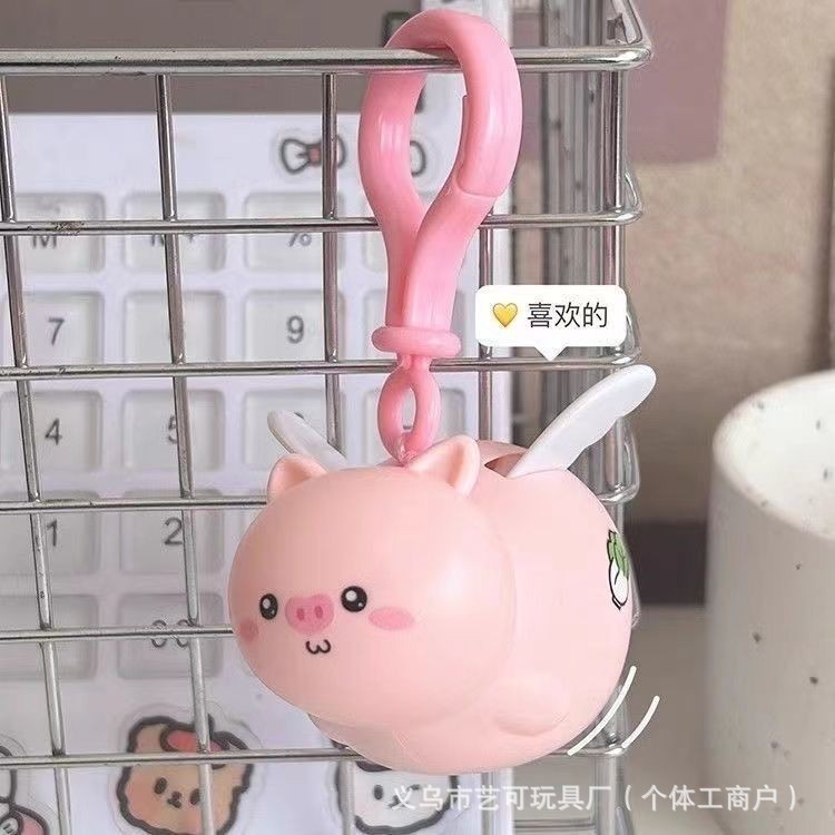 抖音同款 解压小飞豚飞天拉线小飞猪玩具卡皮巴拉钥匙扣 情侣挂件