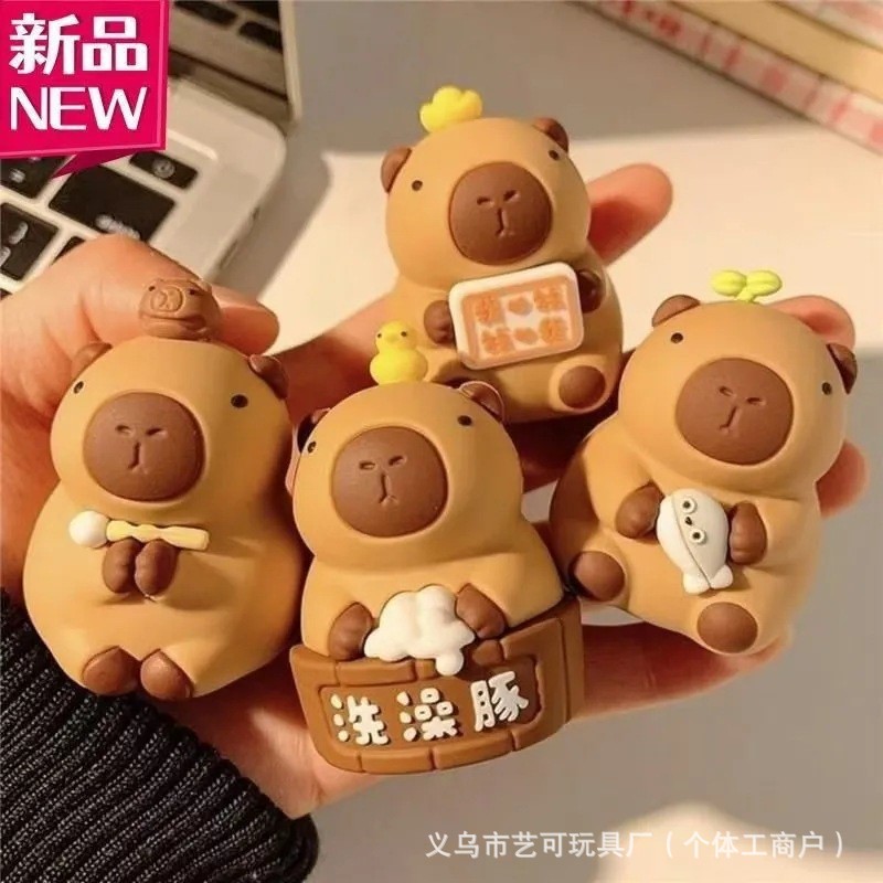 Guinea Pig Kapibara Stereoscopic Ornaments Pufferfish Office Mini Decorations Tabletop Workstation Unpacking for Girls