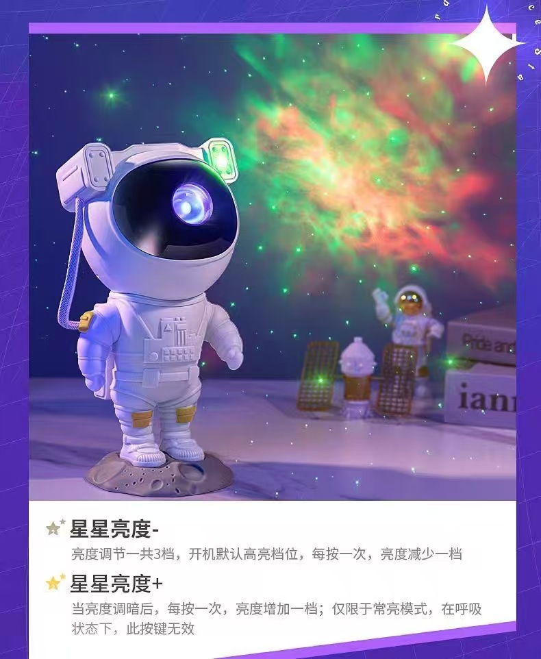 跨界爆款氛围灯USB站姿宇航员星空投影灯儿童房装饰多功能小夜灯