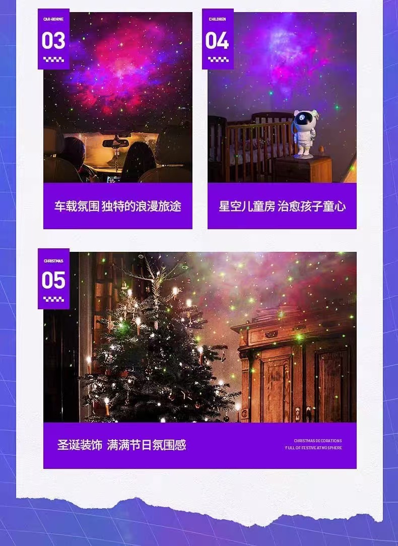 跨界爆款氛围灯USB站姿宇航员星空投影灯儿童房装饰多功能小夜灯