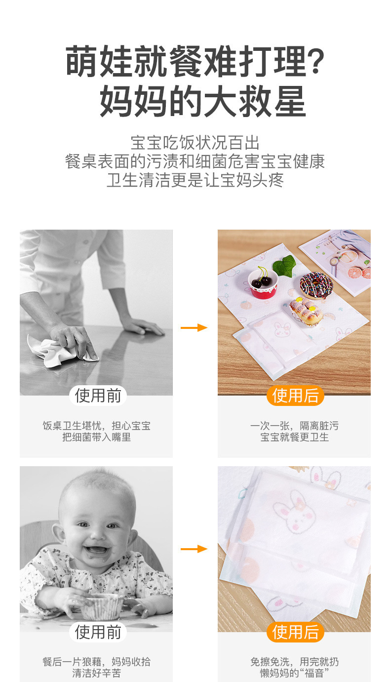 婴幼儿一次性餐垫家用外出防油儿童桌垫免洗日抛一次性用餐桌垫