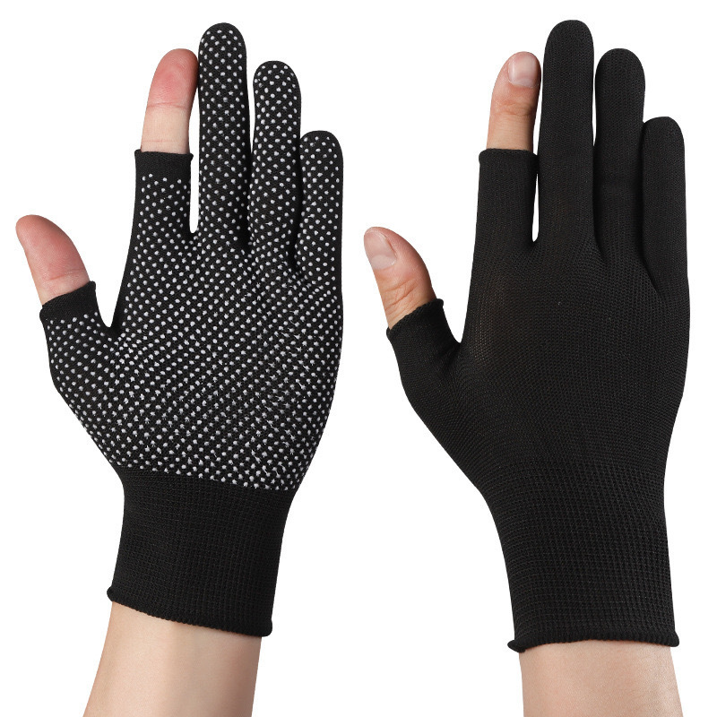 Beaded Gloves [Black Half Finger] Pair