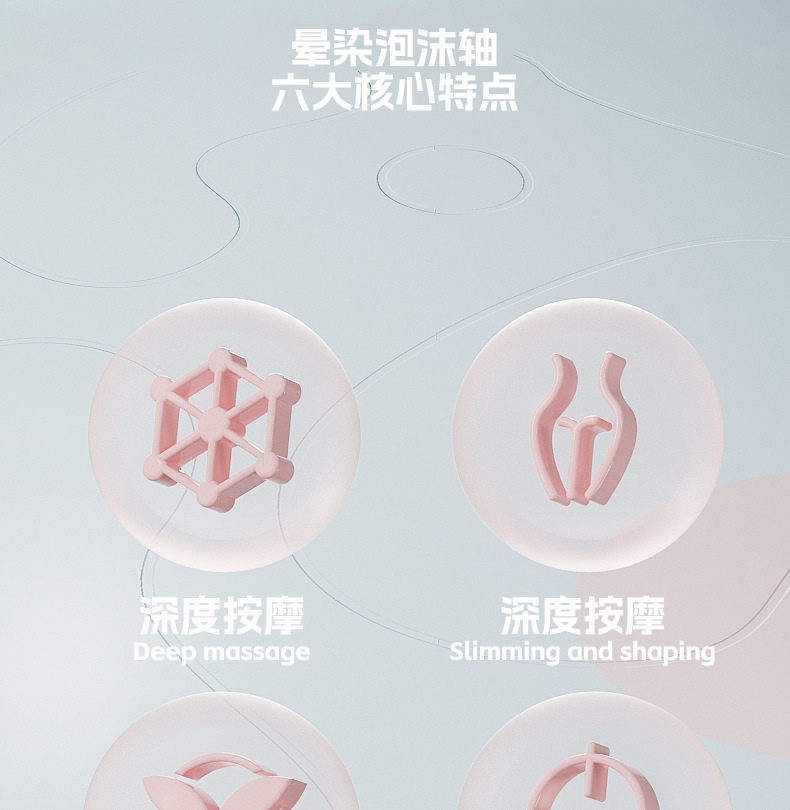 泡沫轴肌肉放松滚轴扎染撞色滚腿狼牙棒按摩棒专业辅助健身器材