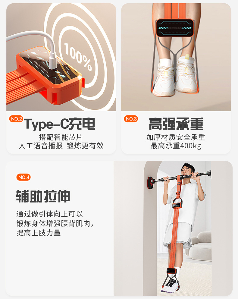 单杠引体向上助力带可调节训练辅助带弹力带男女室内家用健身器材