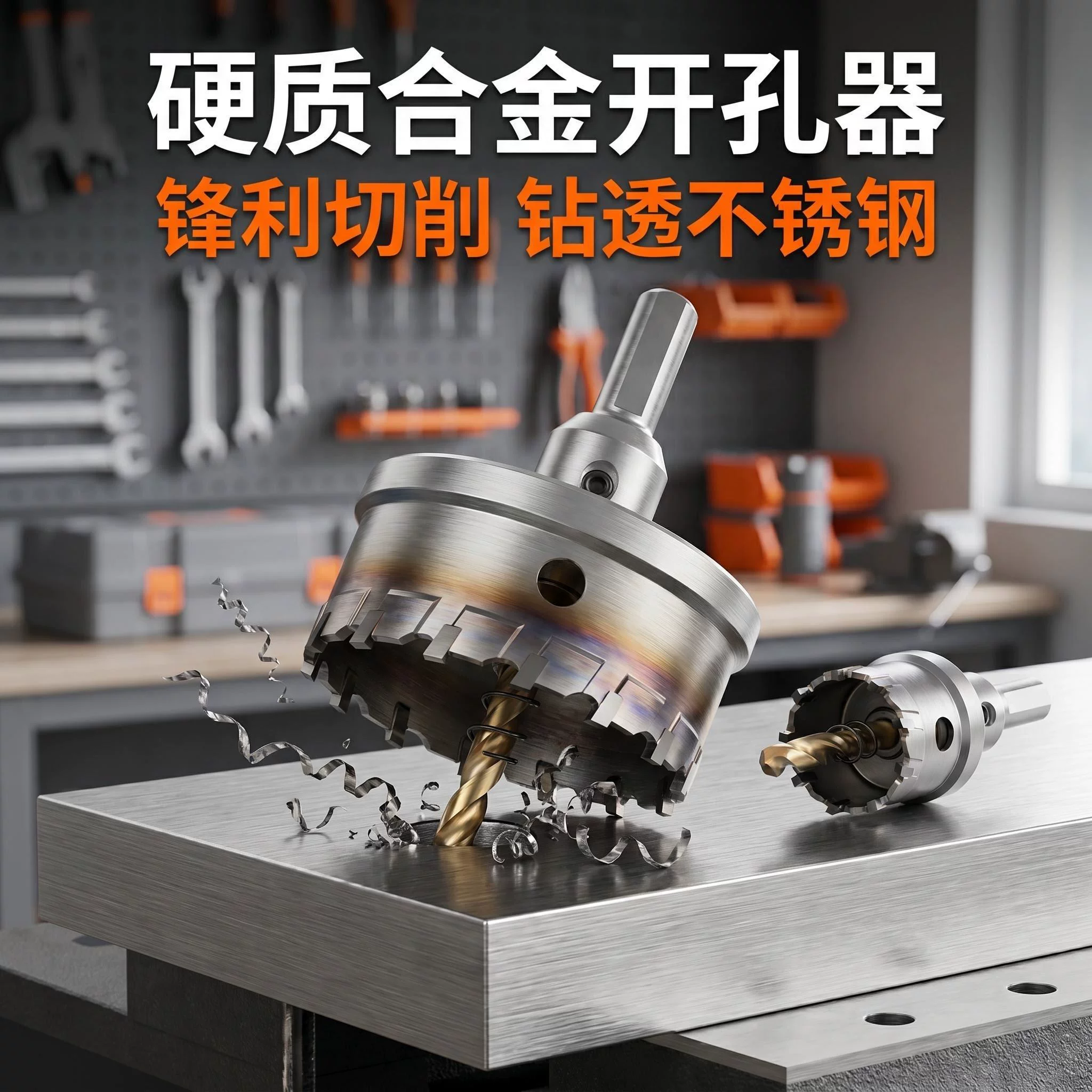 晟工硬质合金锯齿开孔器钻不锈钢不变形开孔顺畅不打滑三角柄卡位
