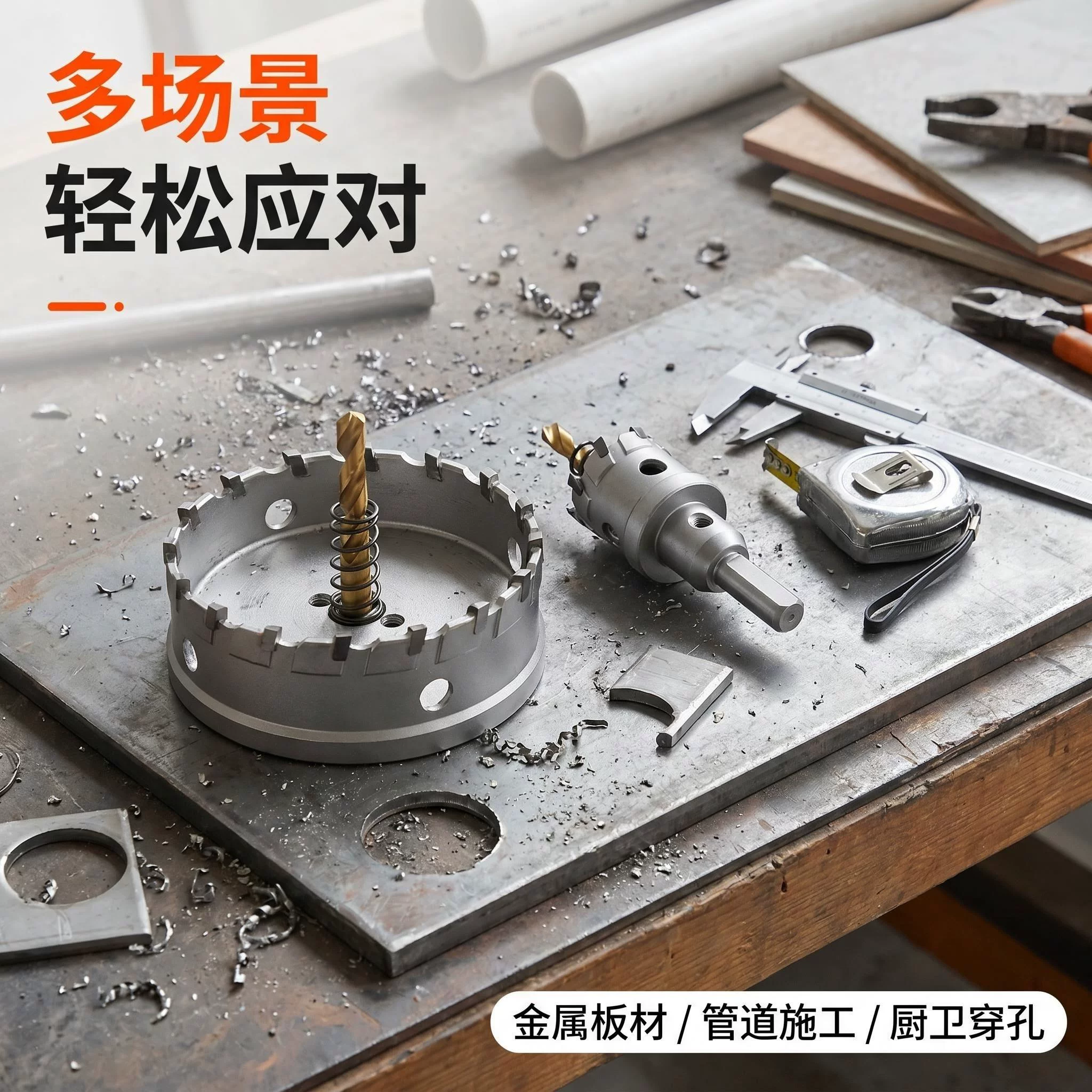 晟工硬质合金锯齿开孔器钻不锈钢不变形开孔顺畅不打滑三角柄卡位