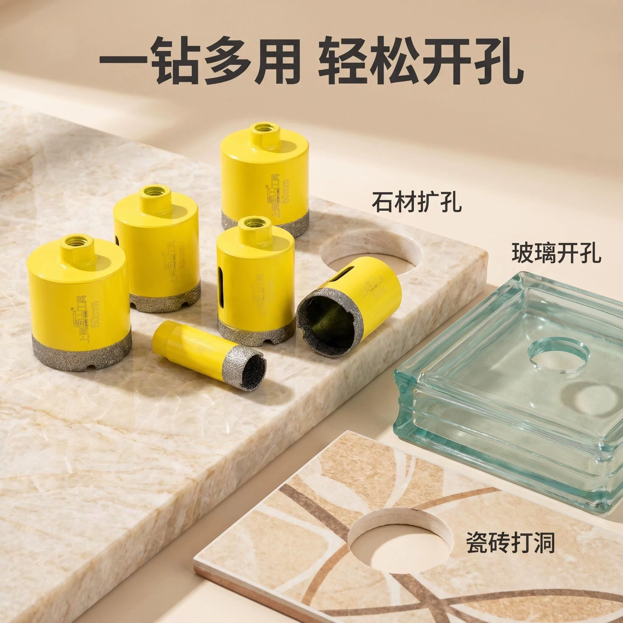晟工干打不加水扩孔钻M10角磨机专用加厚金刚砂钎焊钻头瓷砖岩板