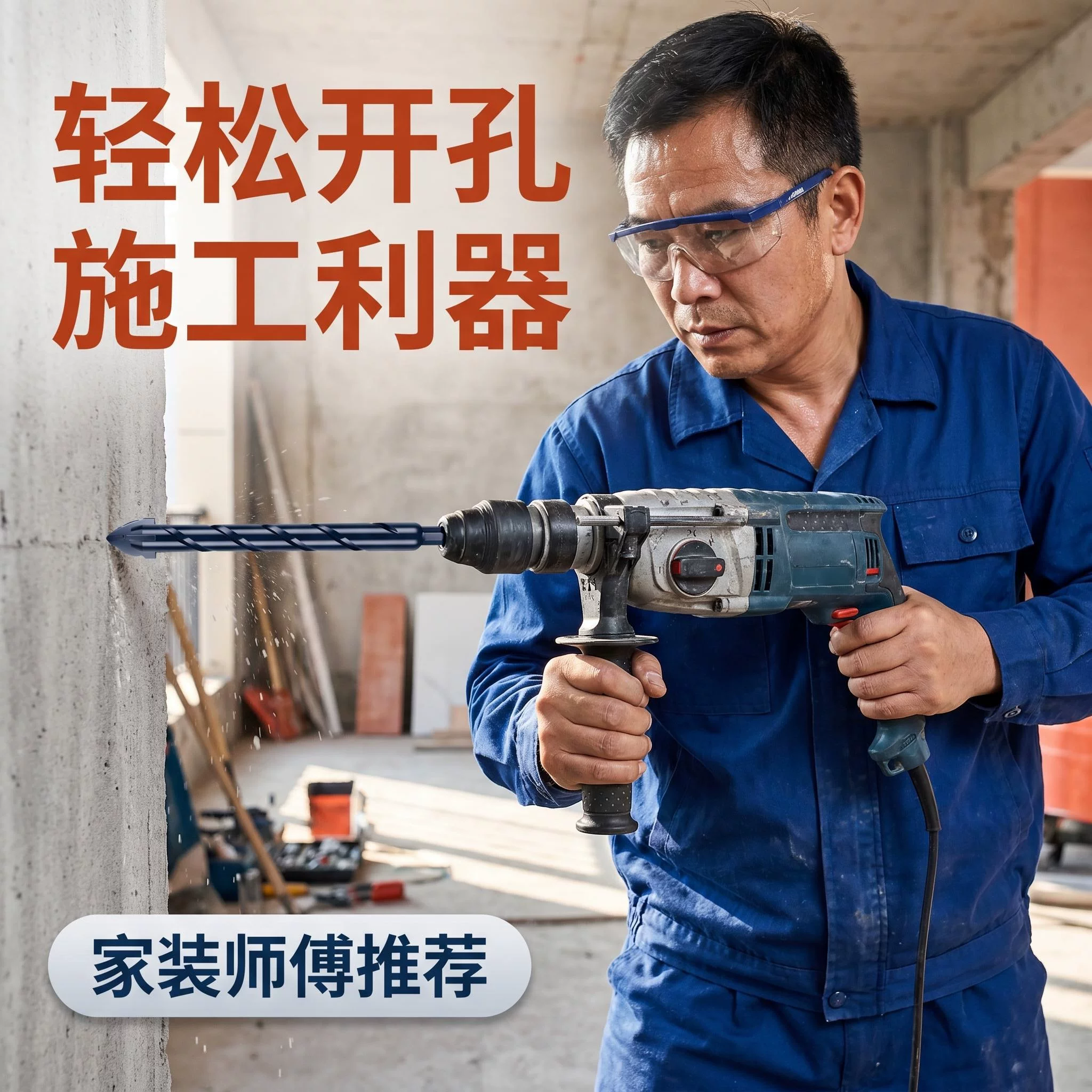 新款超硬四刃钨钢锯齿偏心钻头干湿两用十字六角柄混凝土玻璃专用